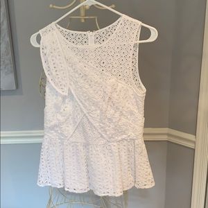 Lilly Pulitzer White Eyelet Peplum Top